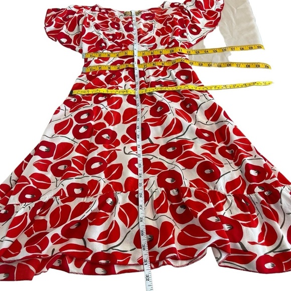 Karakorum Floral Poppy Print V Neck Fit & Flare Short Sleeve Dress Women’s Sz Lg - Picture 12 of 14